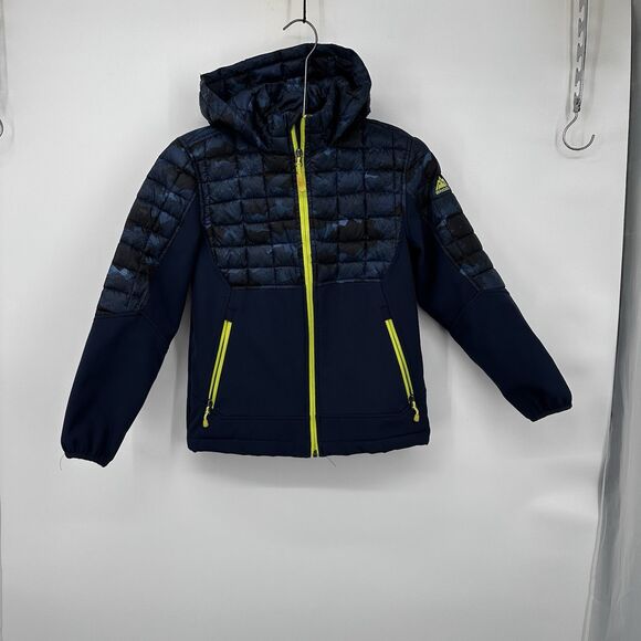 Snozu Boy's Fleece Lined Softshell Jacket Blue Camo Upper Print Size M (10-12) - Picture 1 of 10